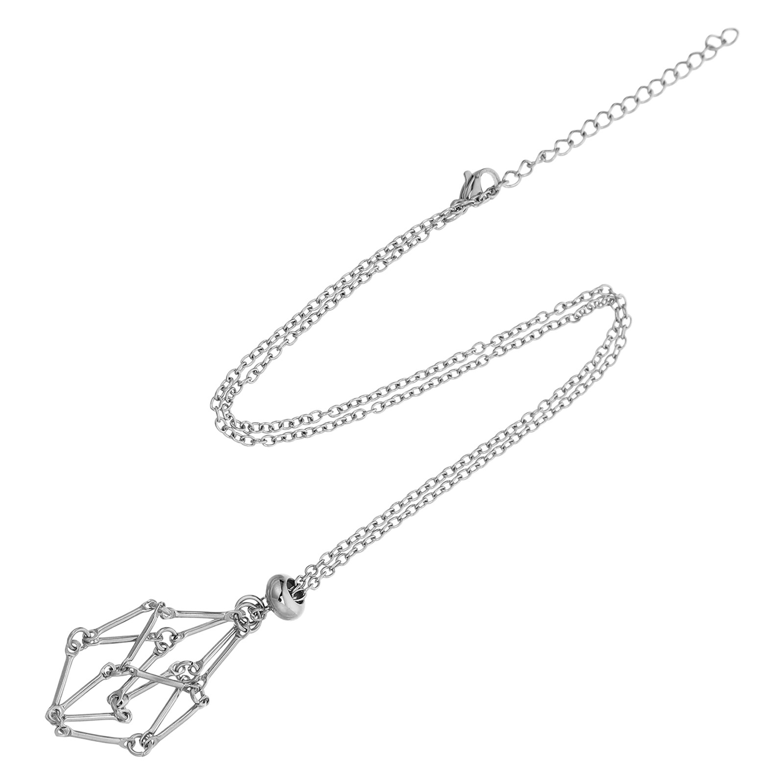 Stainless Steel Crystal Cage N - Crystal Pendant Necklace Natural Stone 评论和价格