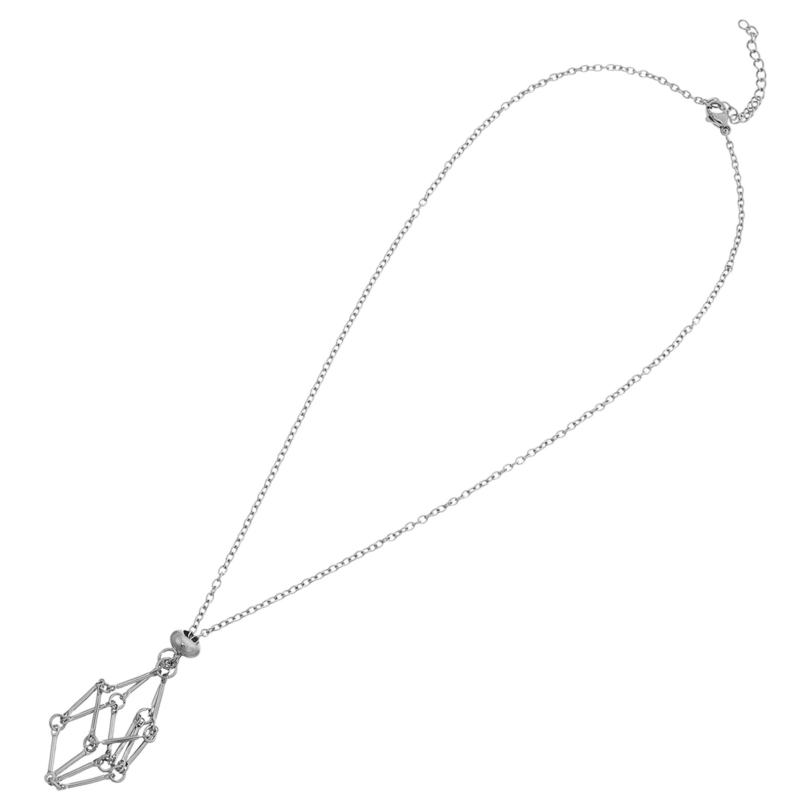Stainless Steel Crystal Cage N - Crystal Pendant Necklace Natural Stone 评论和价格