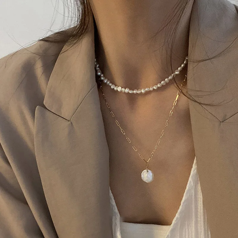 French Retro Link Chain Natura - Pearl Choker Necklace Vintage 评论和价格