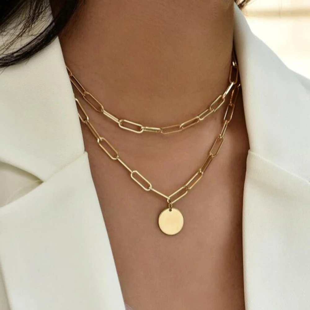 SUMENG 2024 New Fashion Vintag - Layered Pendant Necklace Aesthetic 评论和价格