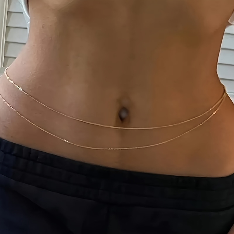 1Double-Layer Gold Metal Waist - Body Jewelry 评论和价格