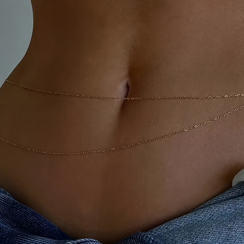 1Double-Layer Gold Metal Waist - Body Jewelry 评论和价格